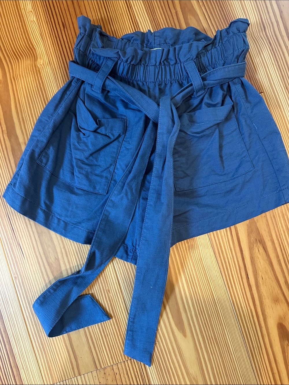 LC Lauren Conrad Navy High-Waist Paperbag Tie Shorts